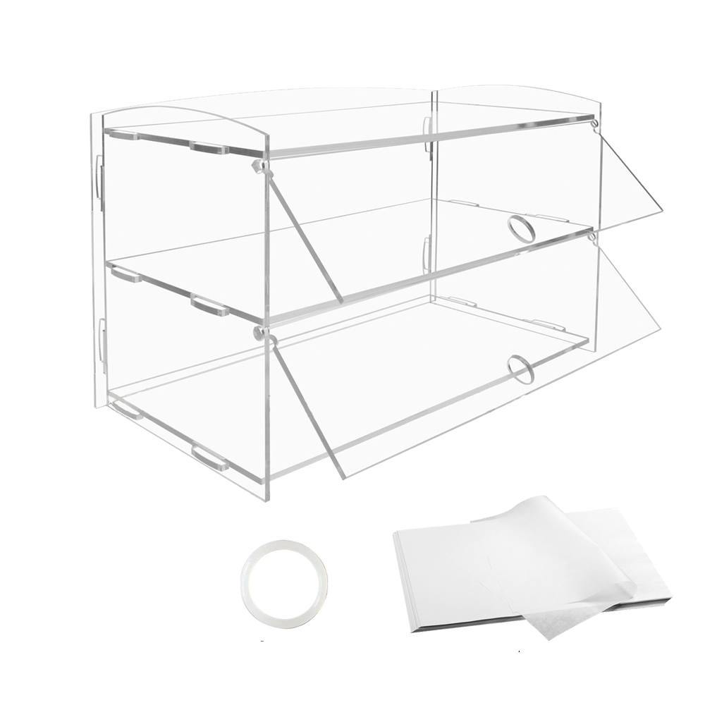Alston 2-Tier Bakery Display Case Cabinet Pastry Acrylic Cupcake Donuts Cake Pastry Clear Display Cabinet Shelf Transparent Showcase 225x485x330mm